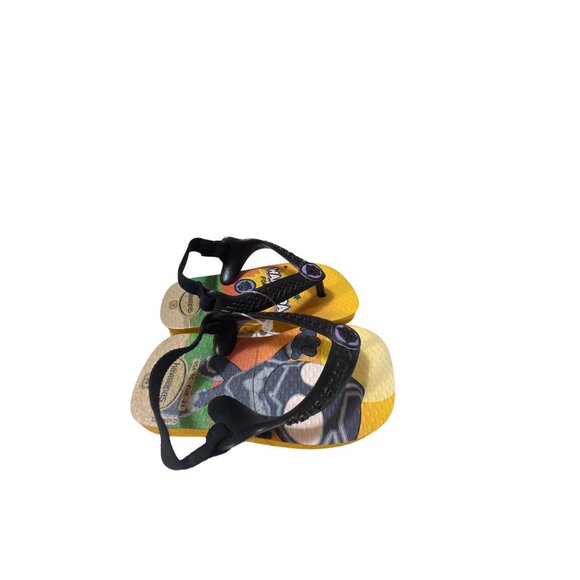 Marvel Wakanda Forever Havaianas Kids Flip Flops Size 5C Black Panther Yellow/Bl - Picture 3 of 5
